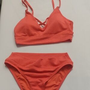 BCBG Vibrant Orange Textured Swimwear